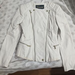 Guess White Leather Jacket
